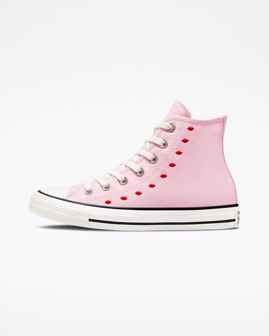 Tenisky Vysoke Converse Chuck Taylor All Star Embroidered Lips Damske Ruzove Biele | SK SUBDI8